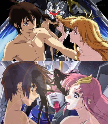 Cross Ange (atas), Gundam SEED (bawah)