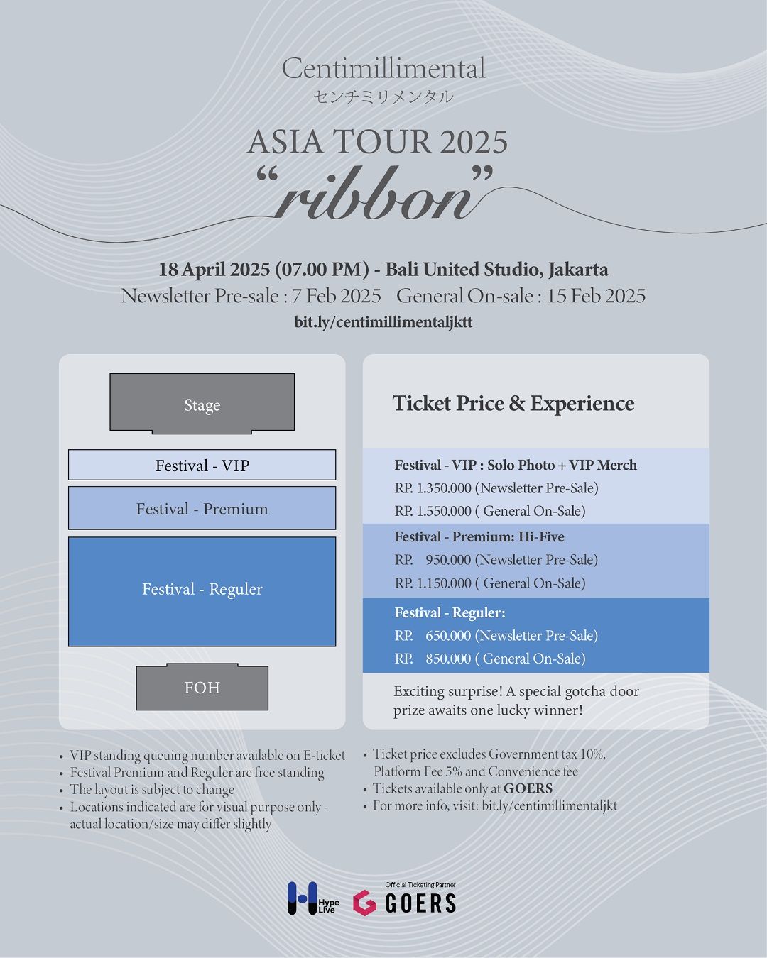 Centimillimental Jakarta concert seats and prices