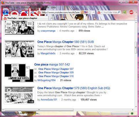 onepiece-web Komik One Piece yang diunggah ke situs YouTube.