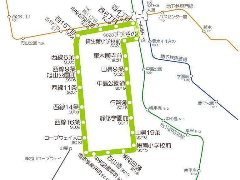 Peta rute Sapporo Streetcar | www.railwaygazette.com