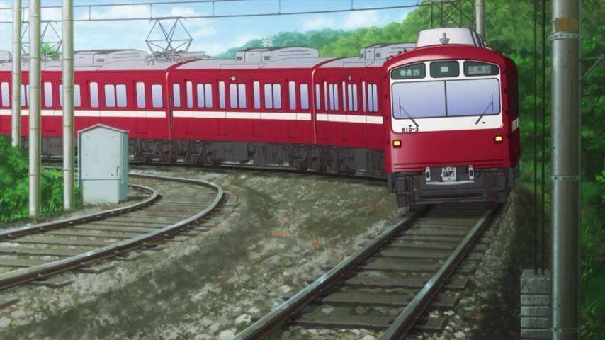 Penggambaran KRL Keikyu seri 600 yang sangat agresif dalam anime ini