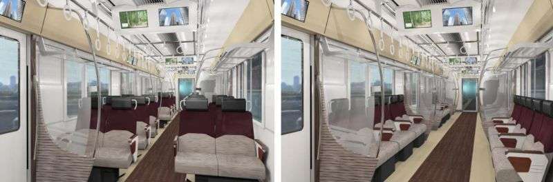 Kursi fleksibel di rangkaian seri 5000 milik Keio | Sumber: railjournal.com