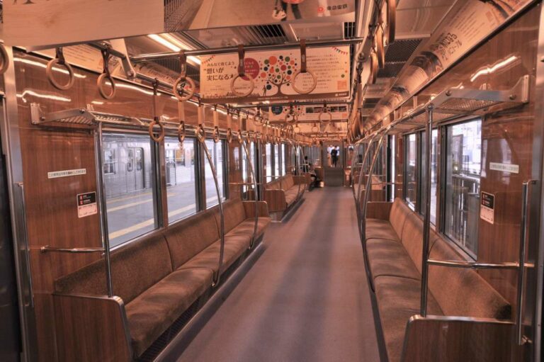 Bagian dalam kereta yang bernuansa kayu | Foto: Adeliae-san