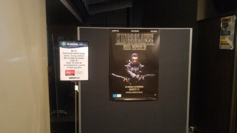Gerbang masuk ke AnimeLab Screening Theatre, menampilkan preview dari Kingsglaive