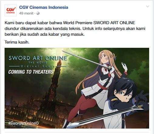 sword art online ordinal scale indonesian premiere delayed netizens rage - 1 HD Gallery | Kaori Nusantara 3607