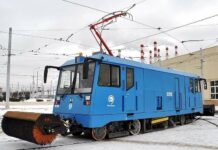 Wujud dari purwarupa tram pembersih salju milik Rusia.