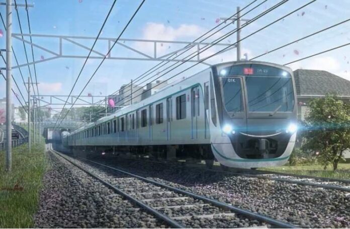 Ilustrasi KRL seri 2020 yang melintas di Jalur Denentoshi