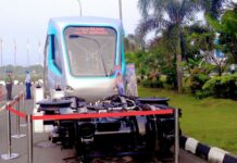 Ilustrasi: Mockup LRT Palembang yang digunakan sebagai contoh sarana KA Bandara Adi Soemarmo, Boyolali | Foto: Indra Yana