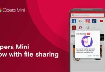 opera mini file sharing