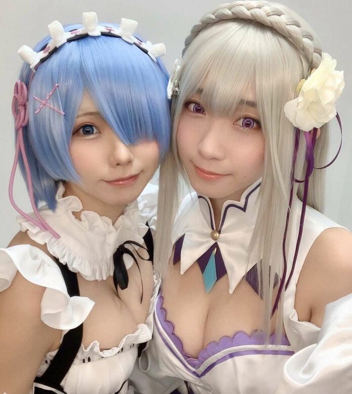 rem dan emilia cosplayer rem Enako dan Iori Moe
