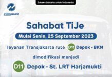 Pengumuman dari Transjakarta tentang perubahan rute D11 menjadi Terminal Depok - St. LRT Harjamukti (Transjakarta)