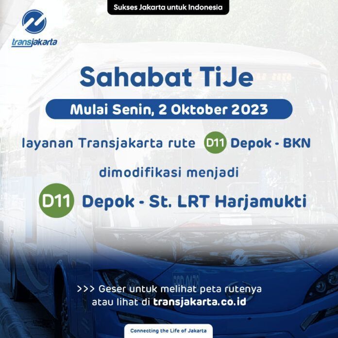 Rute D11 Transjakarta ditunda mulai 2 Oktober.