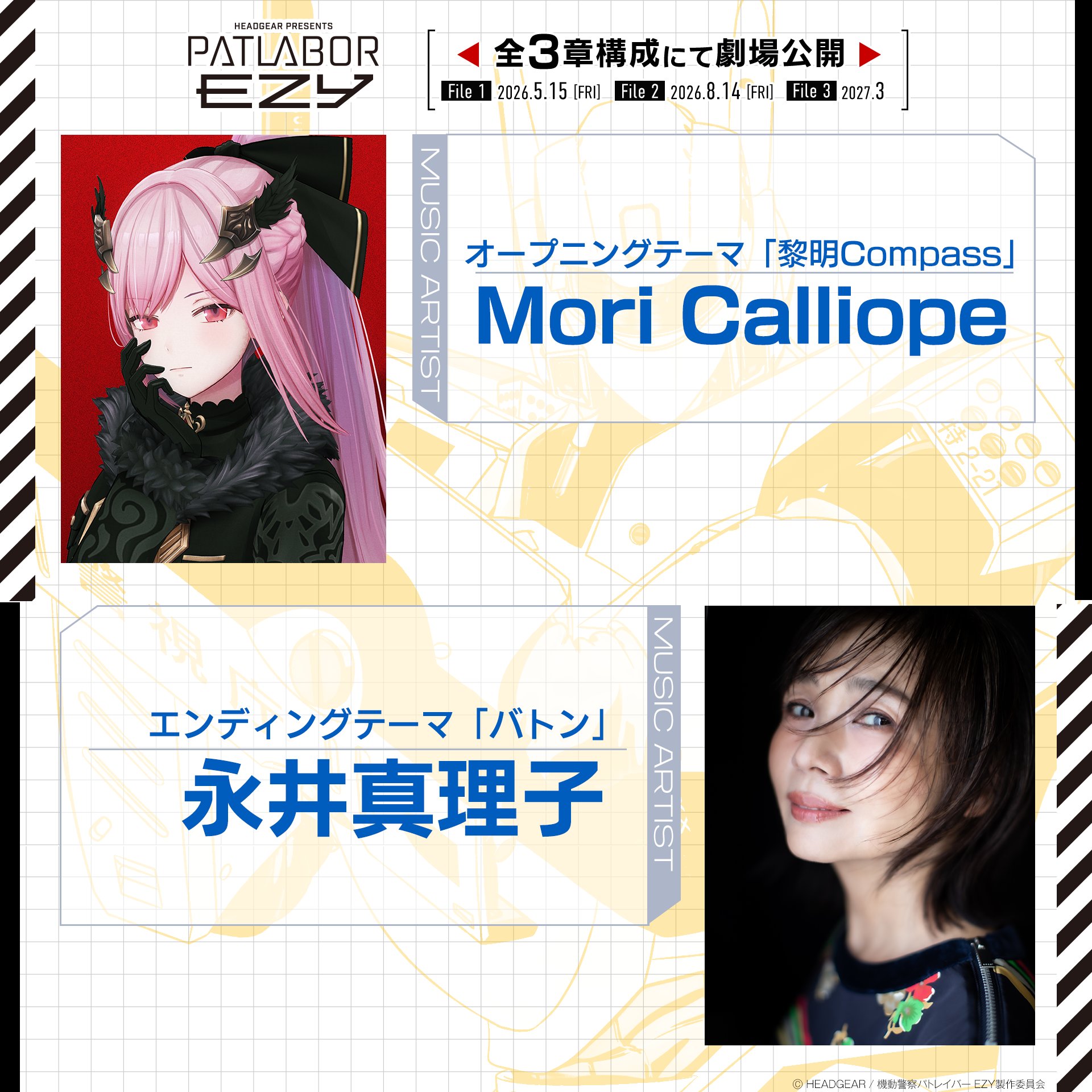 Pengumuman pengisi lagu pembuka dan penutup Patlabor EZY.