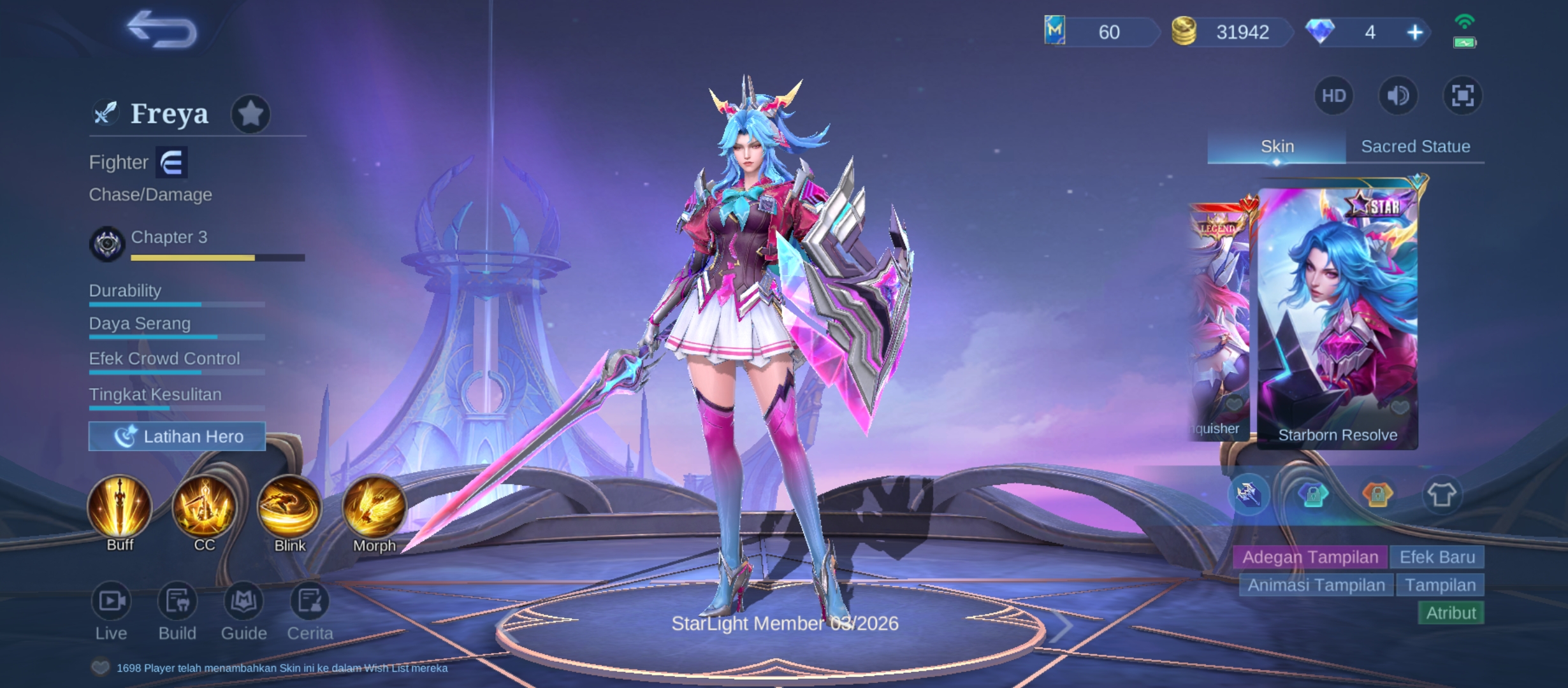 Tampilan Skin Starlight Maret 2026